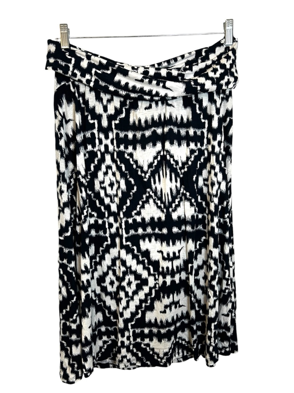 INC International Concepts Navy & White Ikat Geometric Midi Skirt XL